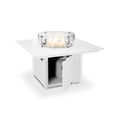 42 Fire Pit Table: Square White, Stainless Steel Burner, Weatherproof & UV-Resistant