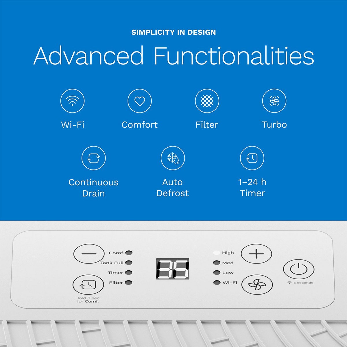 32 Pint Wi-Fi Dehumidifier for up to 4,500 Sq Ft Rooms (MAX 80 Pint at 95°F, 90% RH) – High-Efficiency Moisture Removal with Auto Shut-Off
